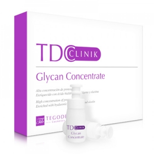 Envase TDClinik Glycan Concentrate, concentrado facial en emulsión