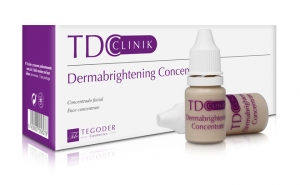 Envase TDClinik Dermabrightening Concentrate, concentrado facial de tratamiento