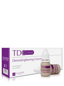 Envase TDClinik Dermabrightening Concentrate, concentrado facial de tratamiento