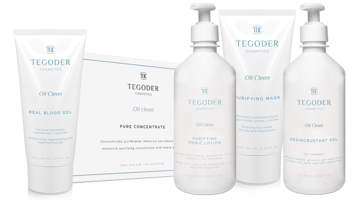 Bodegon Productos profesionales Oil CLean de Tegoder Cosmetics