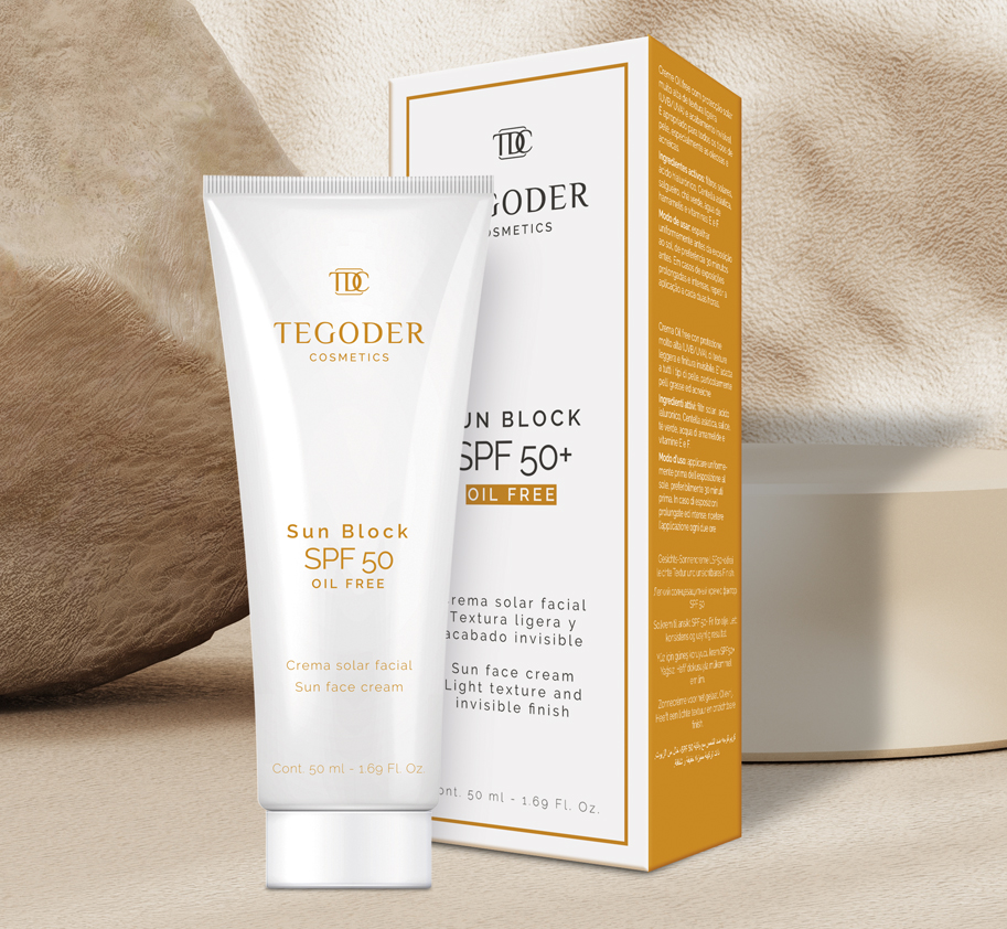 Imagen de la crema solar facial Sun Block SPF 50 Oil Free de Tegoder Cosmetics