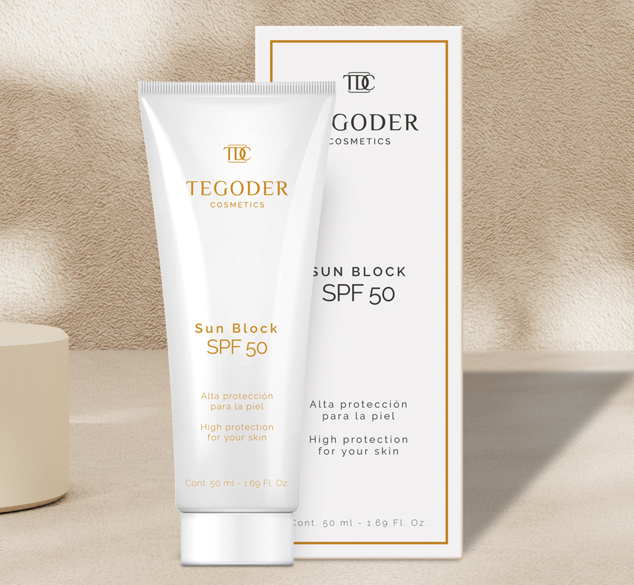 Imagen de la crema facial solar Sun Block SPF 50 de Tegoder Cosmetics